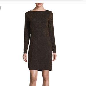 MICHEAL KORS  METALLIC COWLBACK DRESS, Gold flame